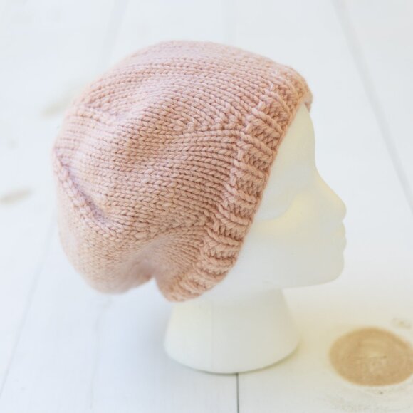 Pink Slouchy Wool Beret Beanie Hat - Picture 2 of 4